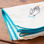 【+HAyU fabric】  ハンカチ - 綿100% ダブルガーゼ 刺繍