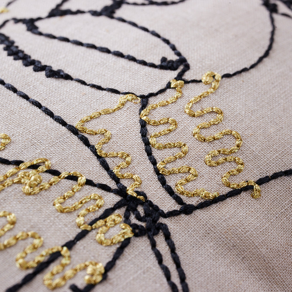 【+HAyU fabric】 HAyU Bear - クッション - コットンリネン 刺繍