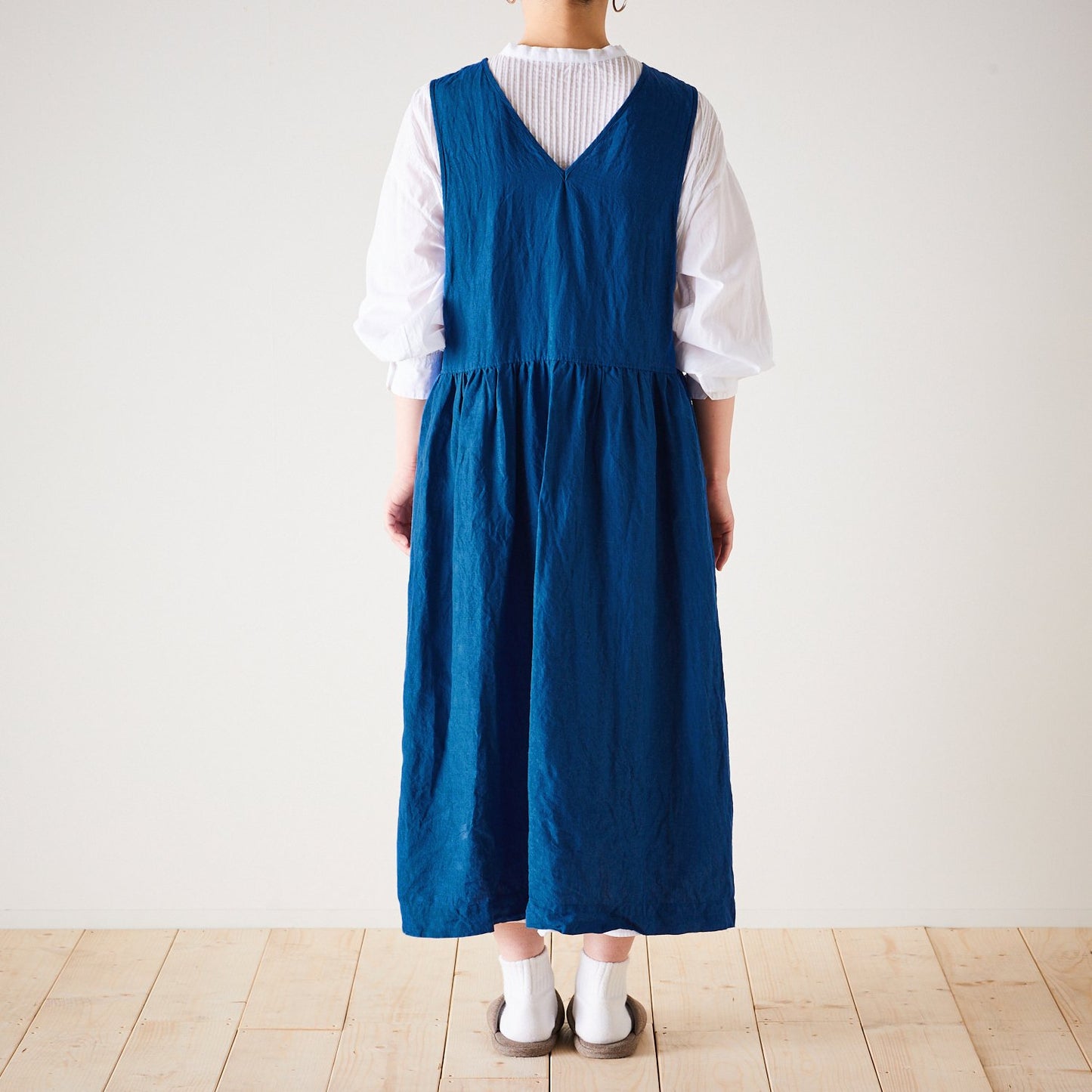 【cocca for】 日に日になじむ、リネンエプロンワンピース