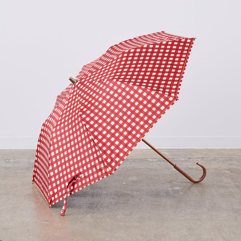 【晴雨兼用】coccaの日傘雨傘 gin-gam ‐ギンガム- 刺繍(折りたたみ)