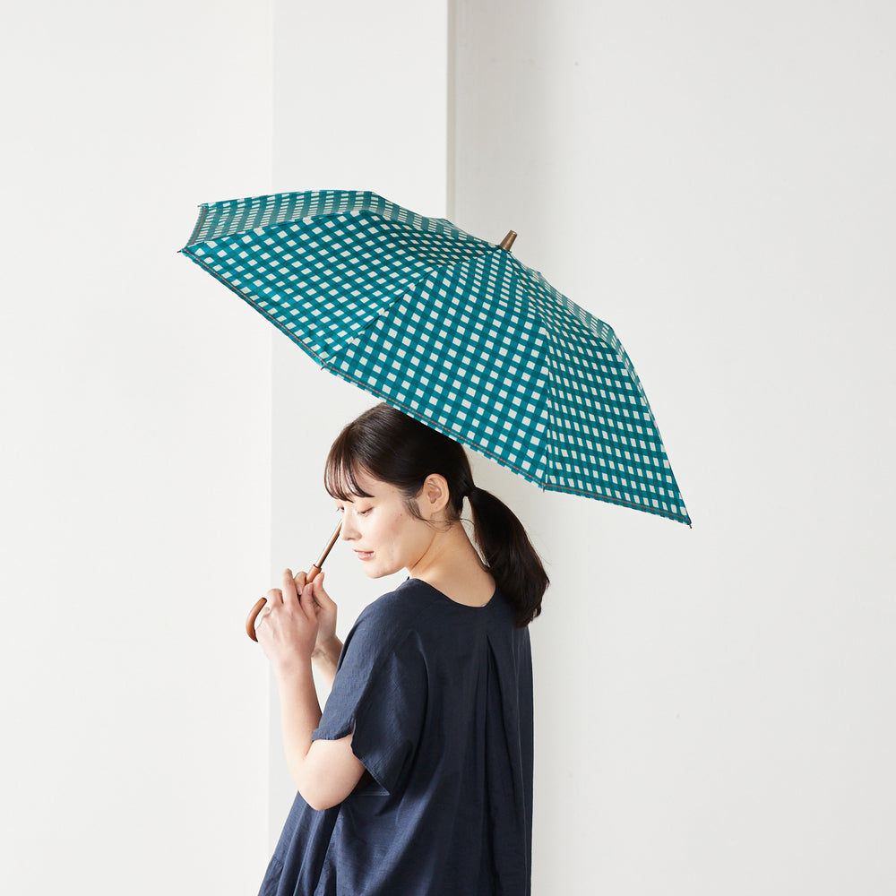 【晴雨兼用】coccaの日傘雨傘 gin-gam ‐ギンガム- 刺繍(折りたたみ) TPS-1144-1A