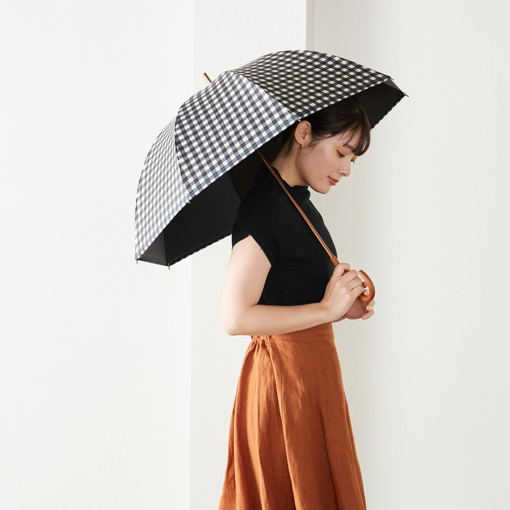 【晴雨兼用】coccaの日傘雨傘 gin-gam ‐ギンガム- 刺繍(ショート) TPS-1143-1A