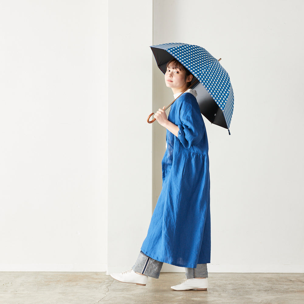 【晴雨兼用】coccaの日傘雨傘 gin-gam ‐ギンガム- 刺繍(ショート)