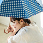 【晴雨兼用】coccaの日傘雨傘 gin-gam ‐ギンガム- 刺繍(折りたたみ)