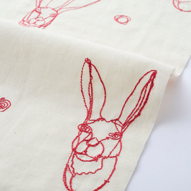 cocca｜生地サンプル｜＋HAyU fabric ～RABIT～ 綿100％ ダブルガーゼ 刺繍